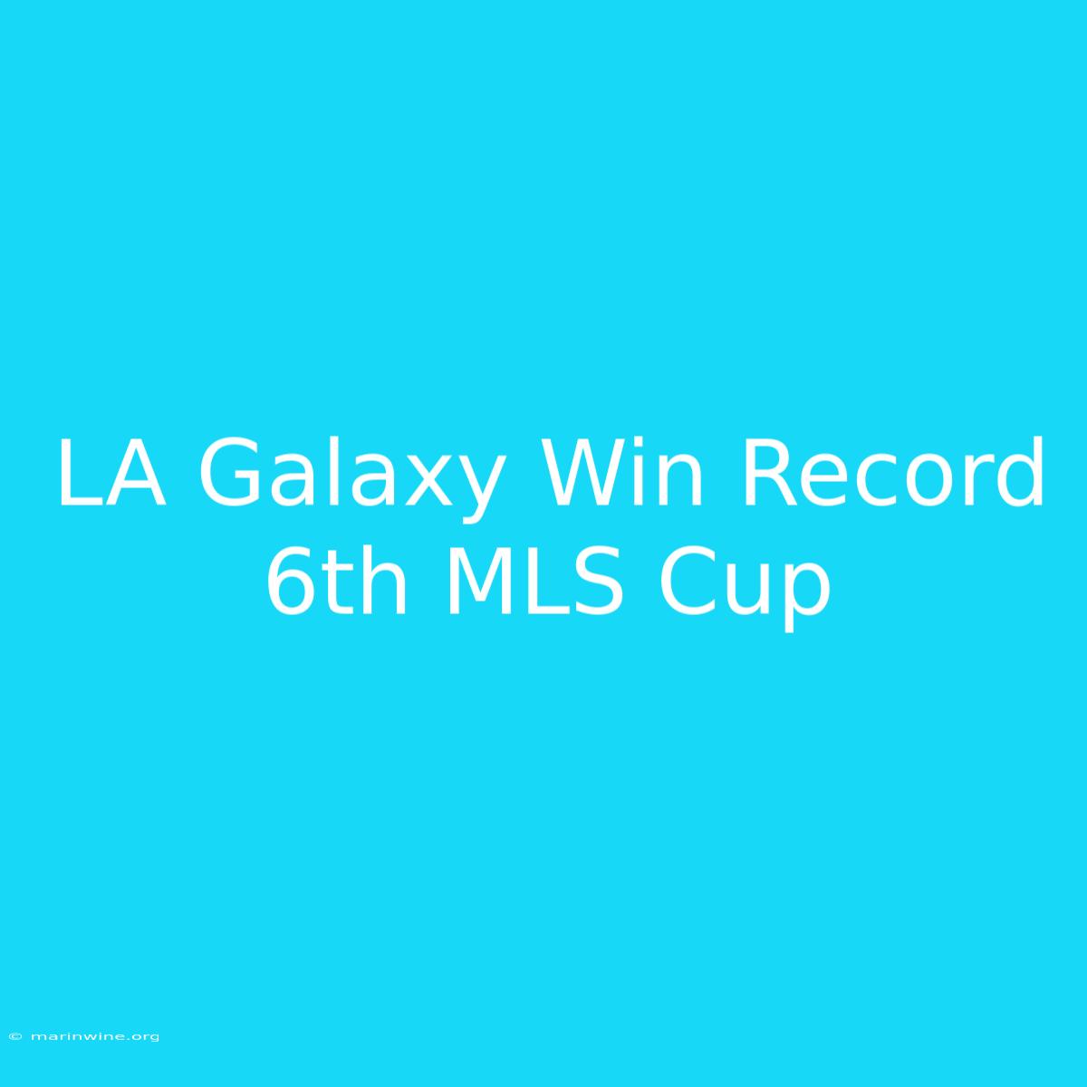 LA Galaxy Win Record 6th MLS Cup