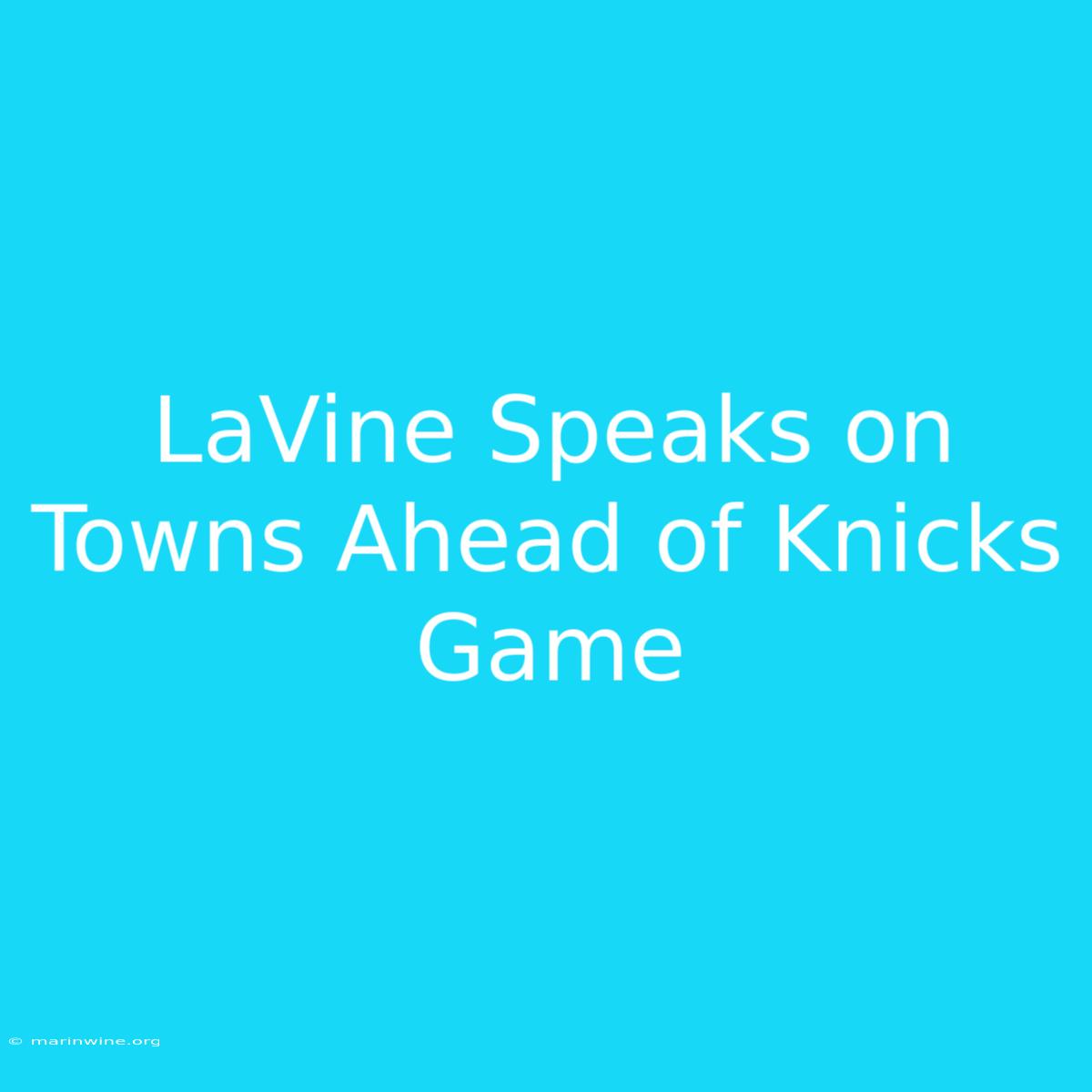 LaVine Speaks On Towns Ahead Of Knicks Game 