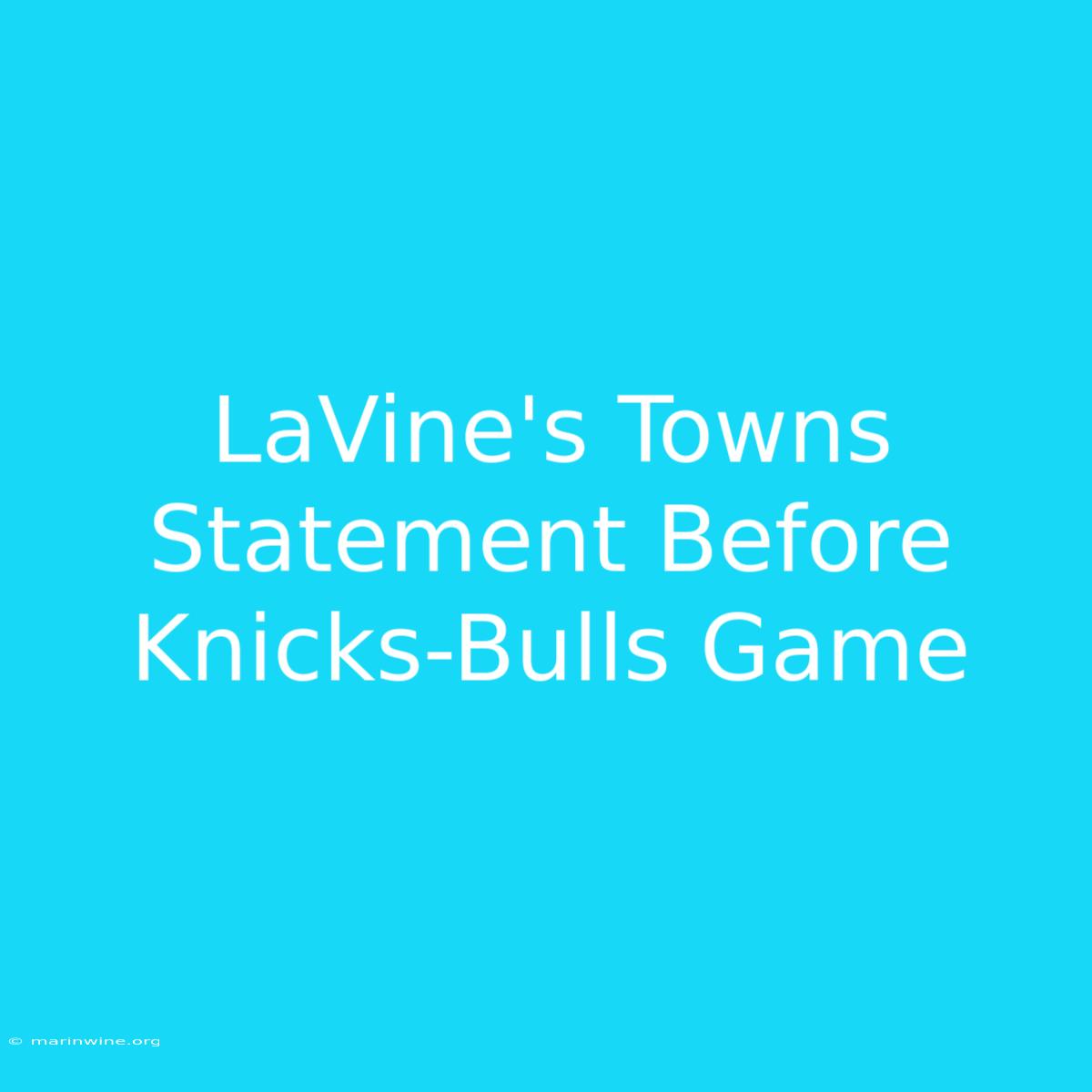 LaVine's Towns Statement Before Knicks-Bulls Game