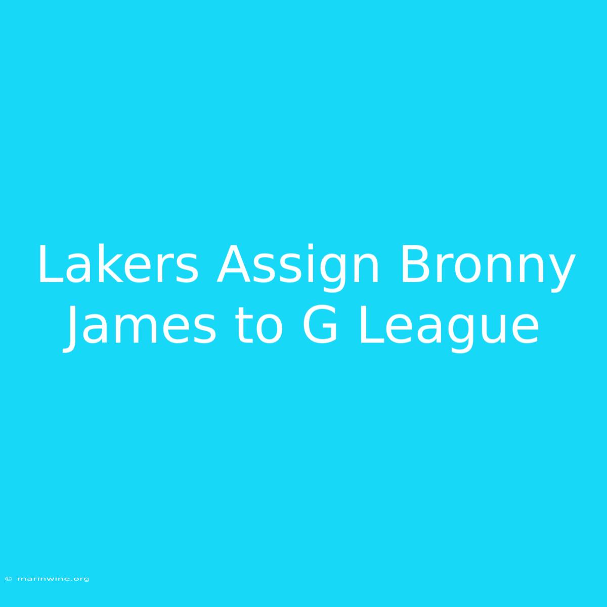 Lakers Assign Bronny James To G League