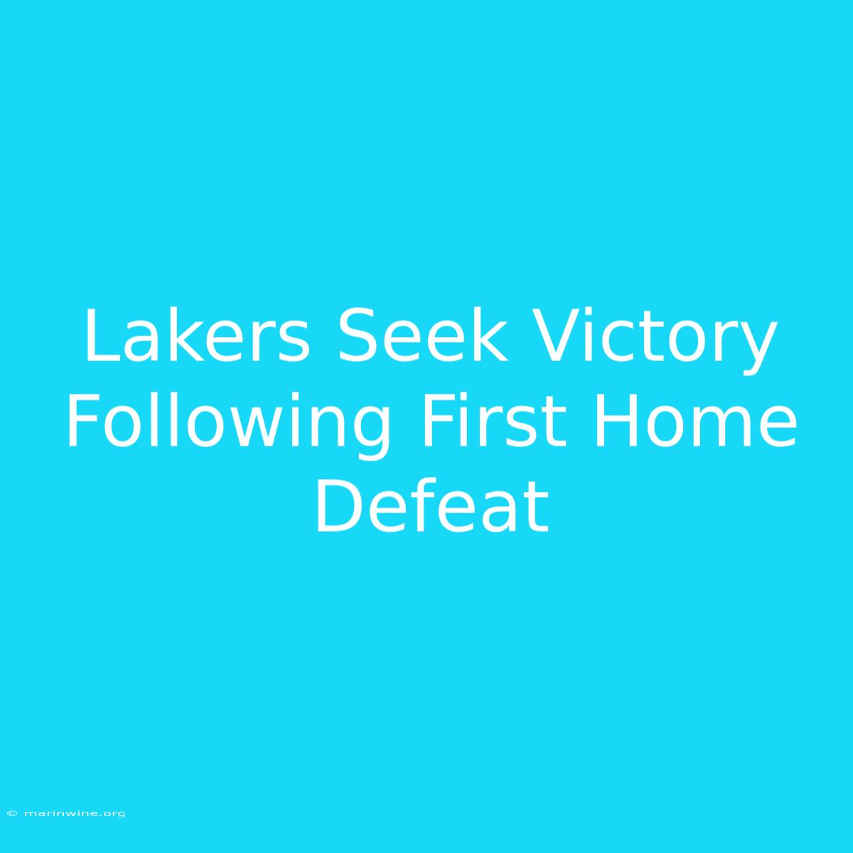 Lakers Seek Victory Following First Home Defeat