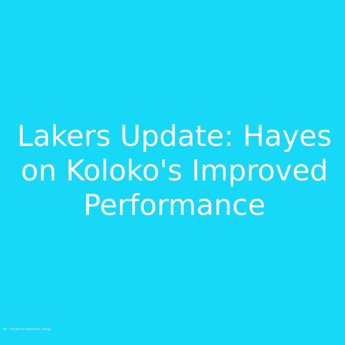 Lakers Update: Hayes On Koloko's Improved Performance