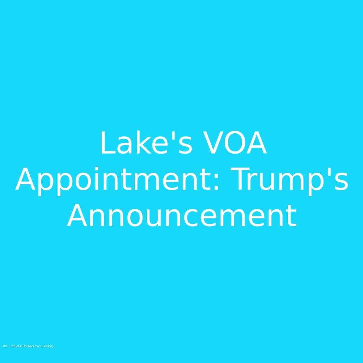 Lake's VOA Appointment: Trump's Announcement