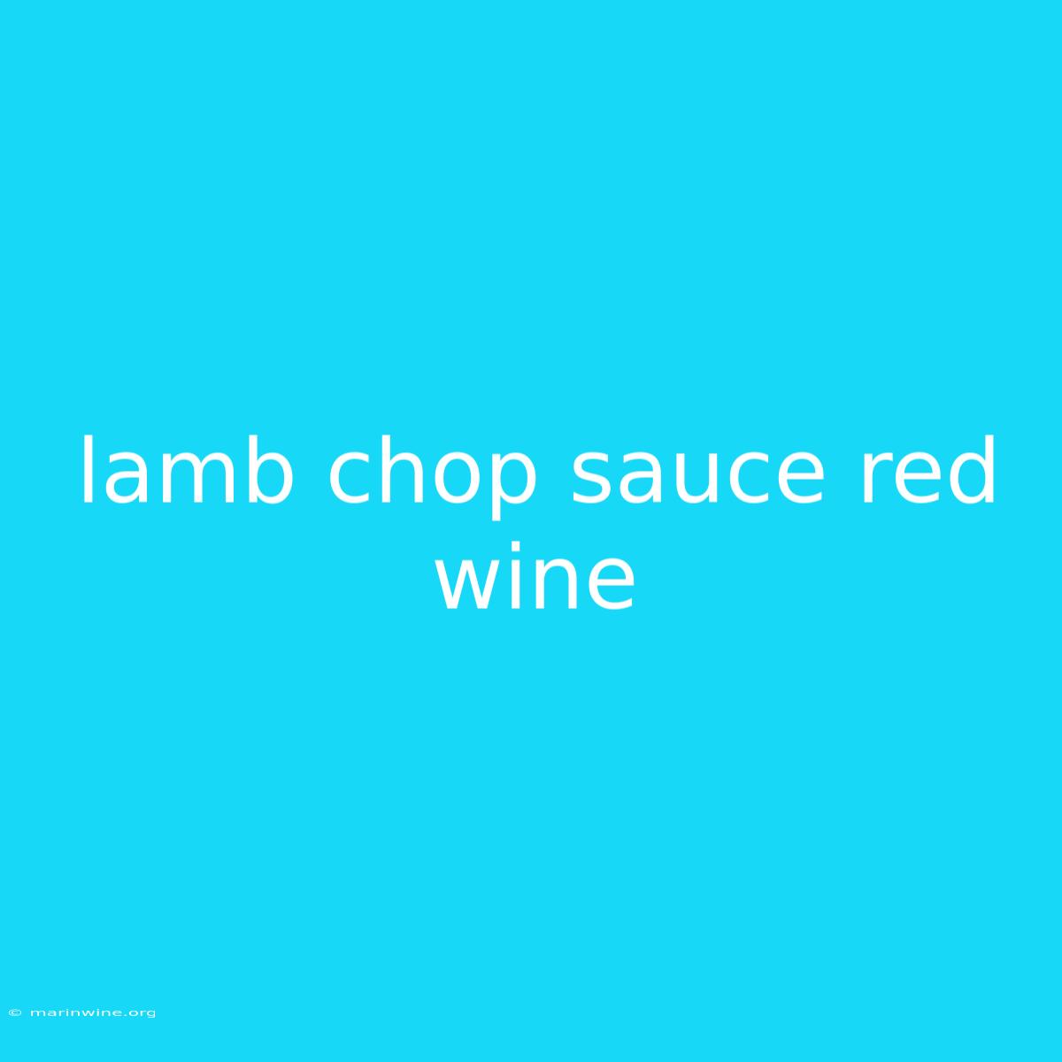 Lamb Chop Sauce Red Wine