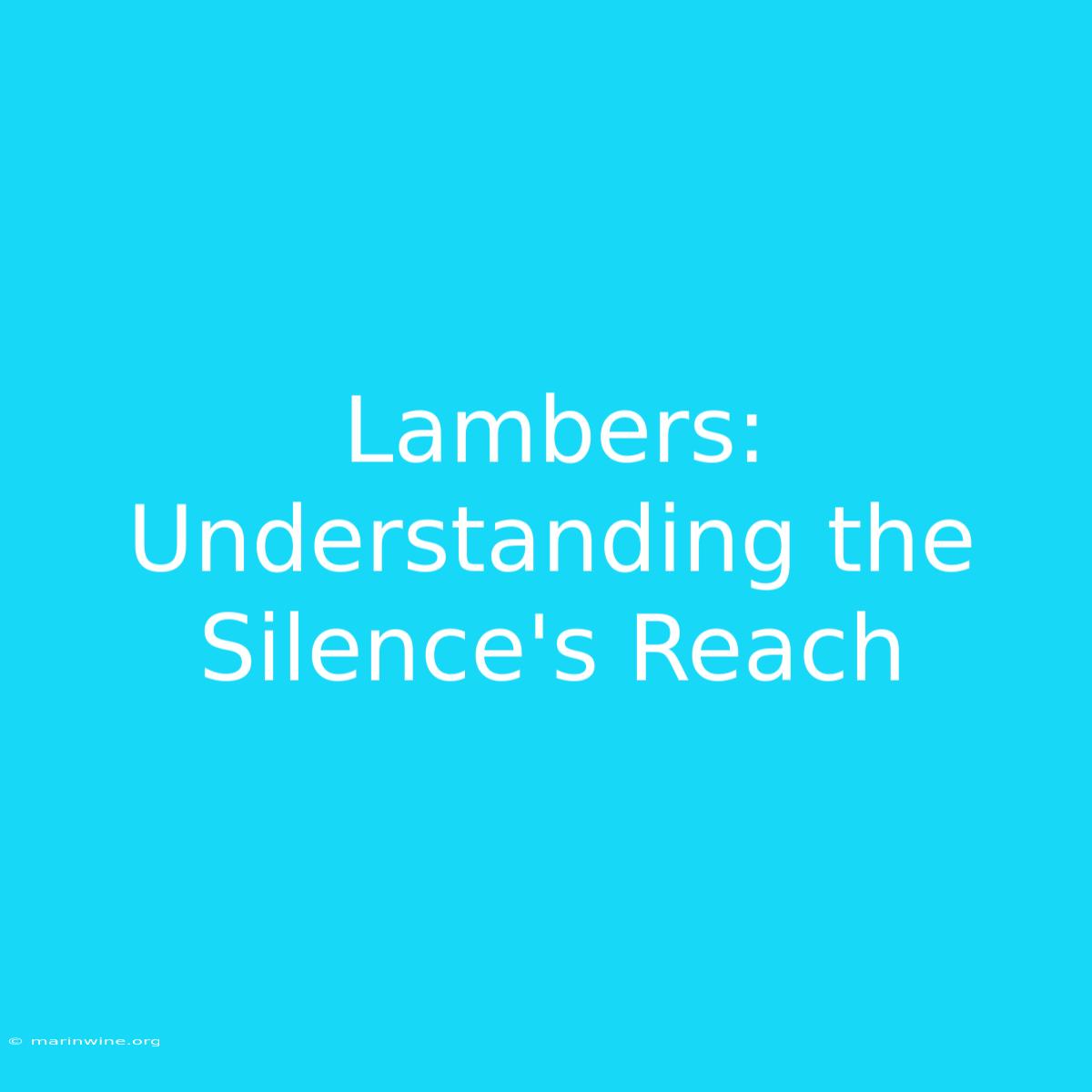 Lambers: Understanding The Silence's Reach 