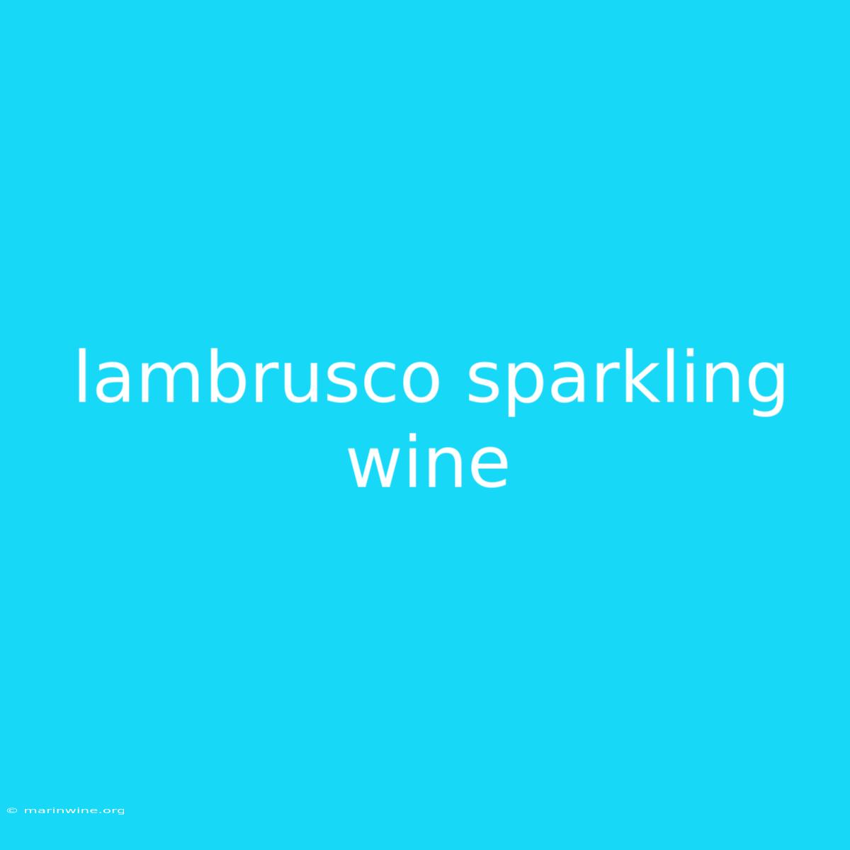 Lambrusco Sparkling Wine