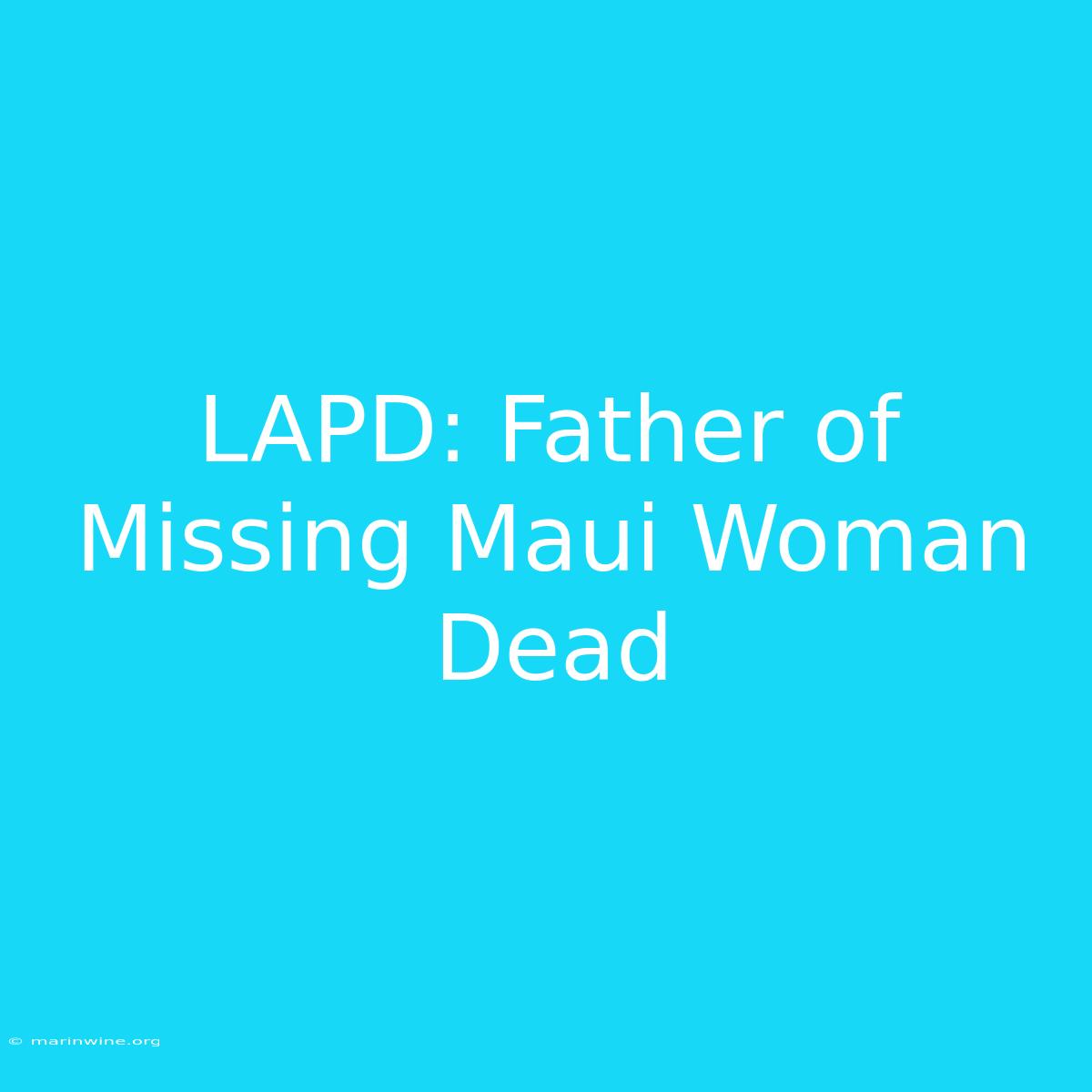 LAPD: Father Of Missing Maui Woman Dead