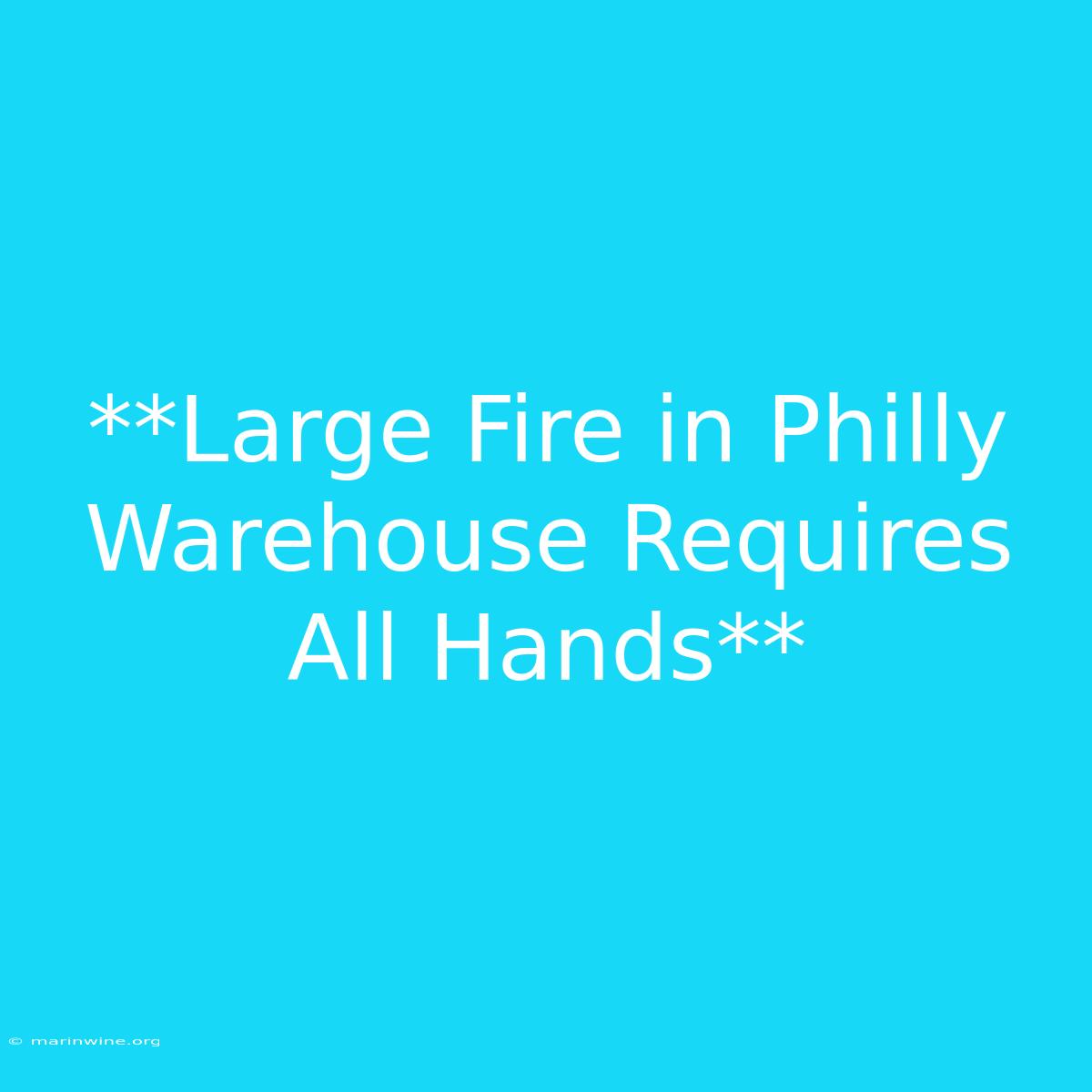 **Large Fire In Philly Warehouse Requires All Hands**