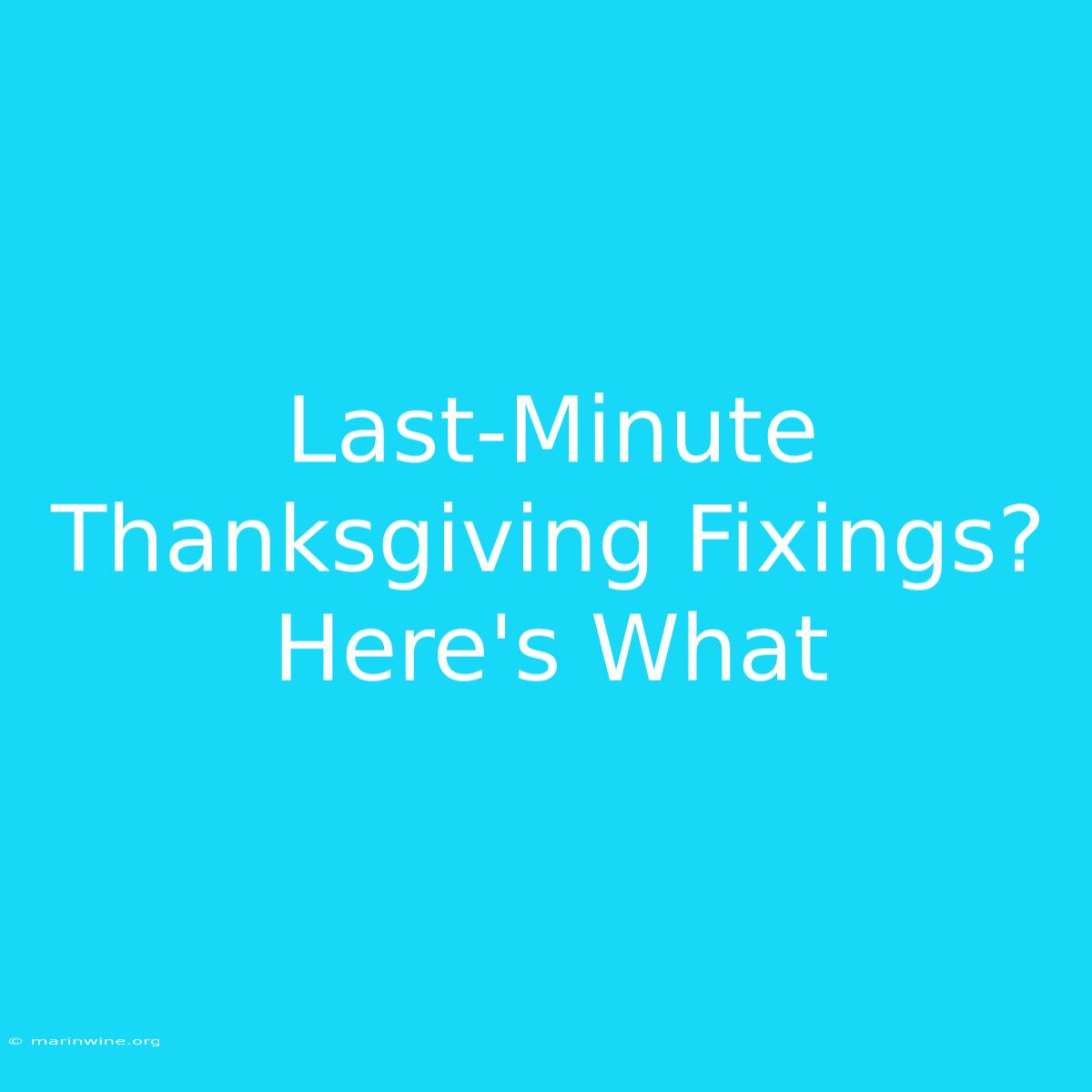 Last-Minute Thanksgiving Fixings?  Here's What