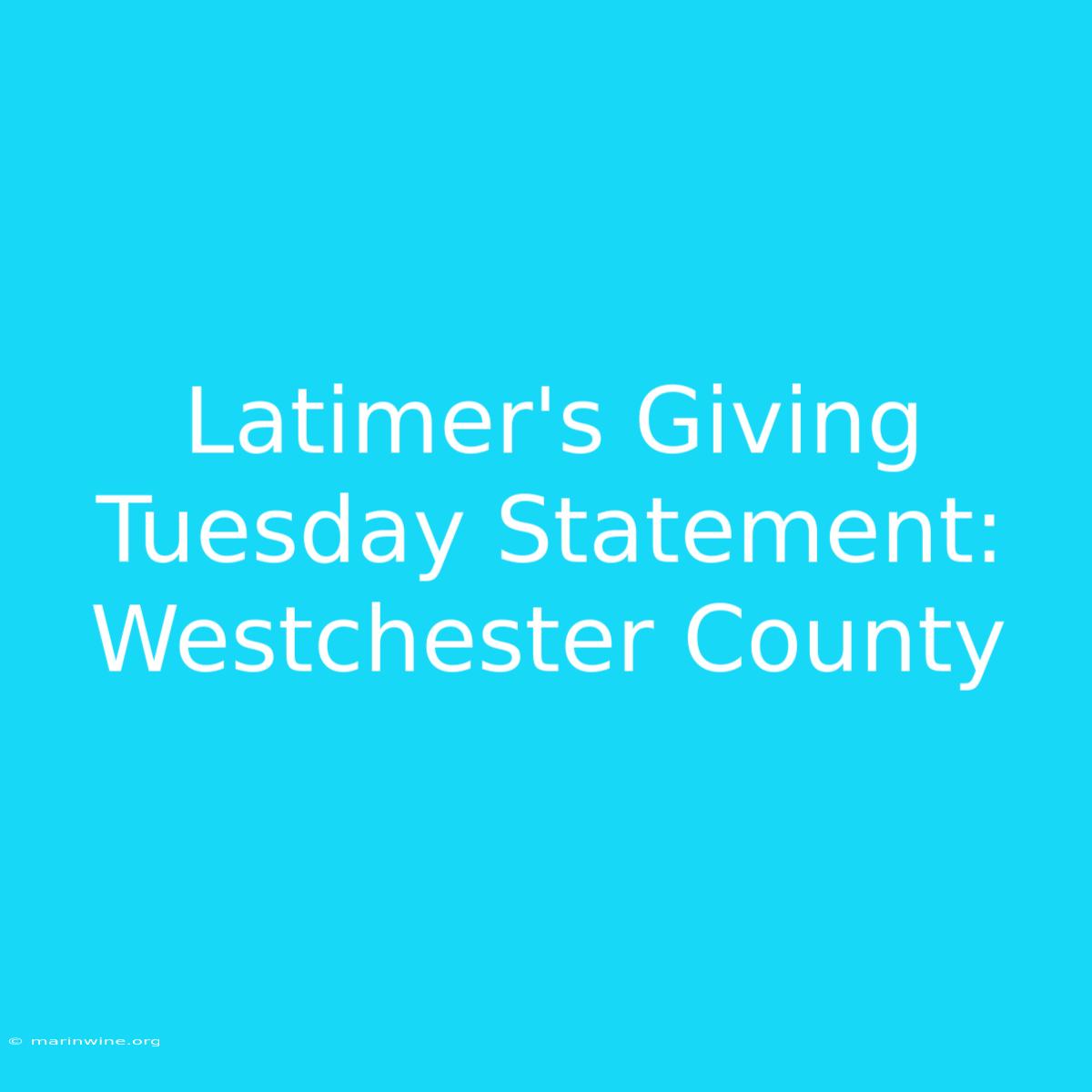 Latimer's Giving Tuesday Statement: Westchester County