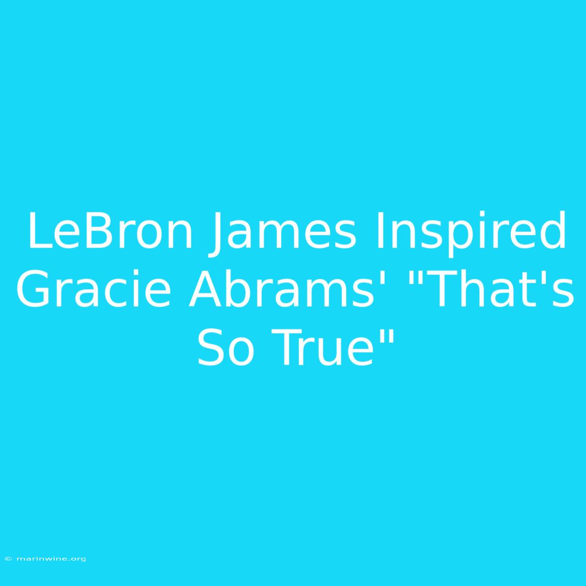 LeBron James Inspired Gracie Abrams' 