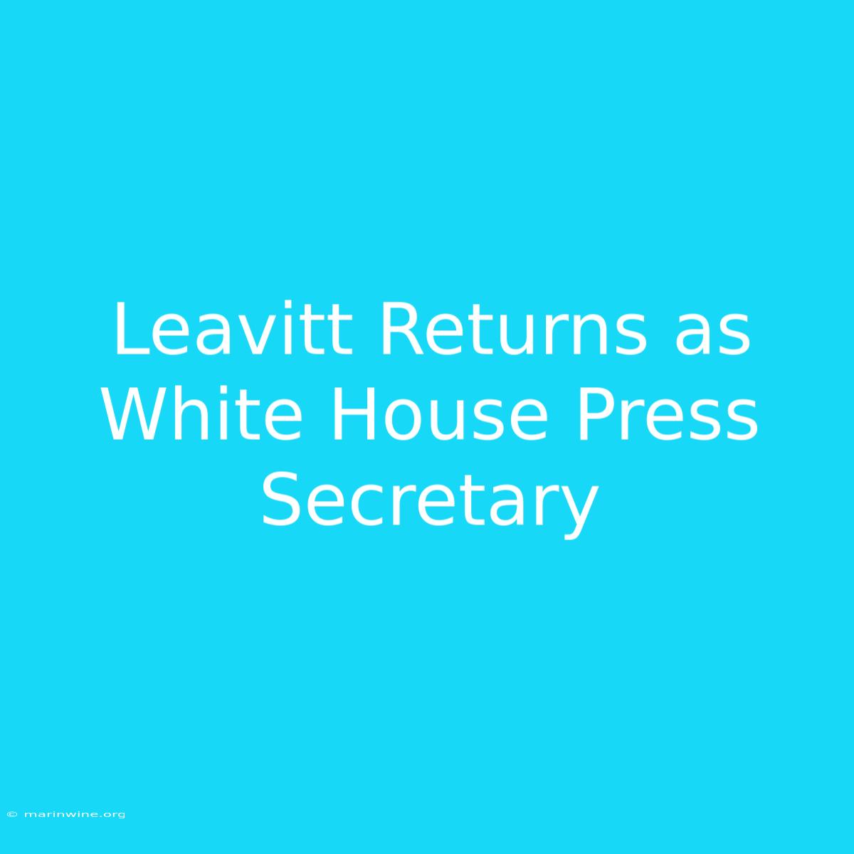 Leavitt Returns As White House Press Secretary