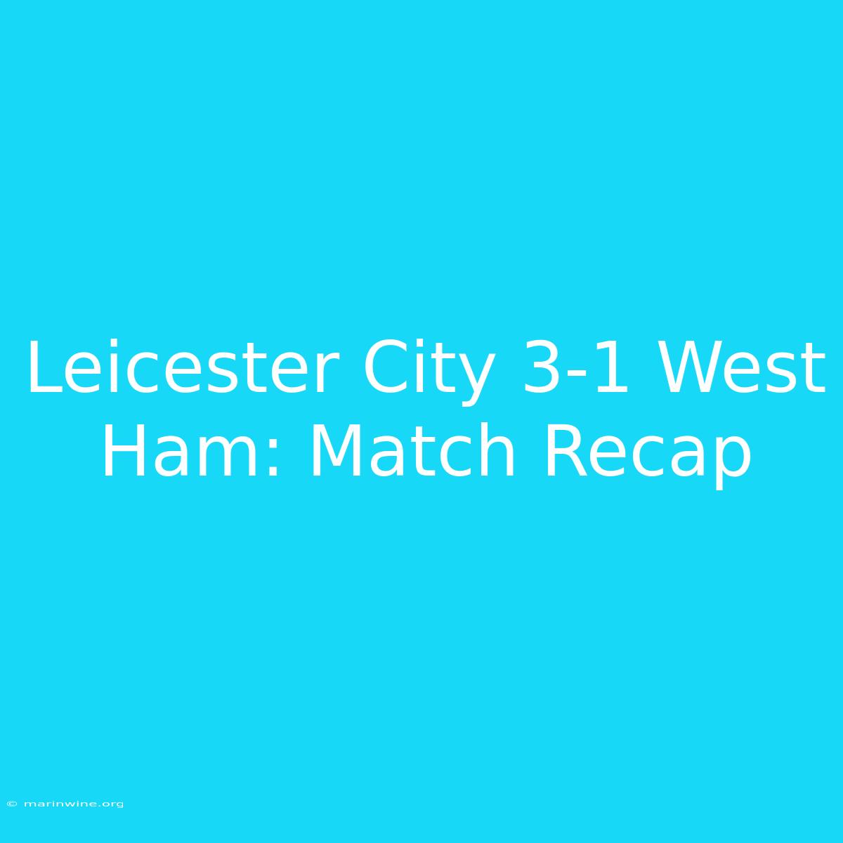 Leicester City 3-1 West Ham: Match Recap