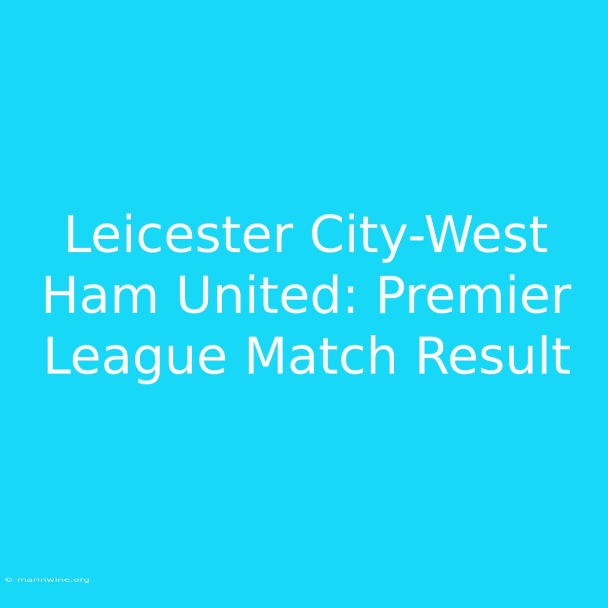 Leicester City-West Ham United: Premier League Match Result