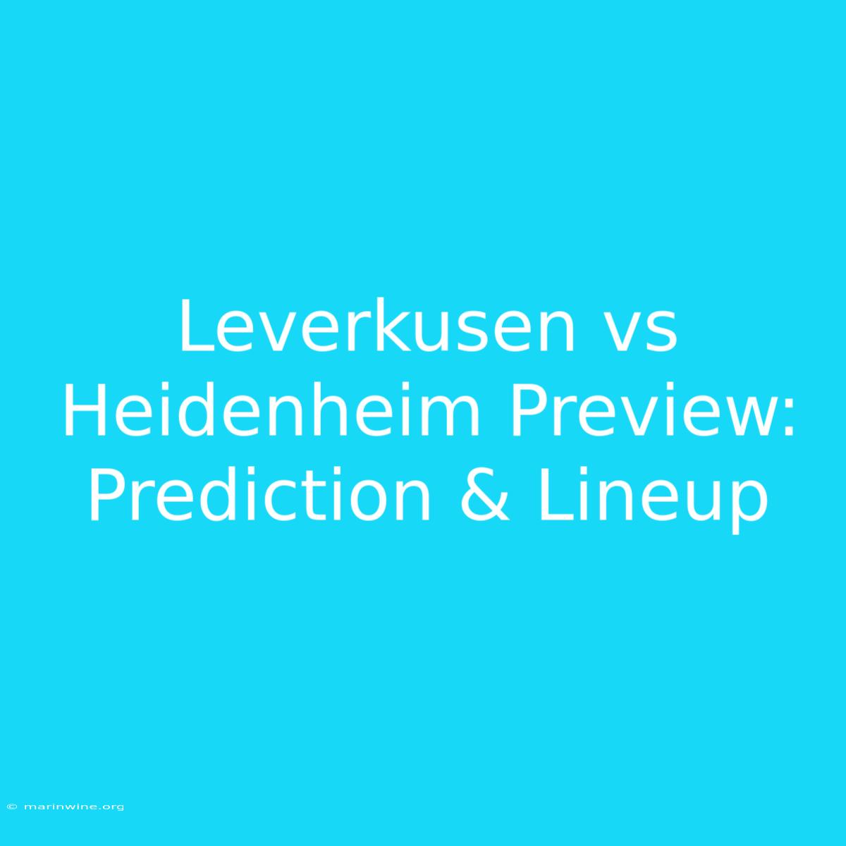 Leverkusen Vs Heidenheim Preview: Prediction & Lineup