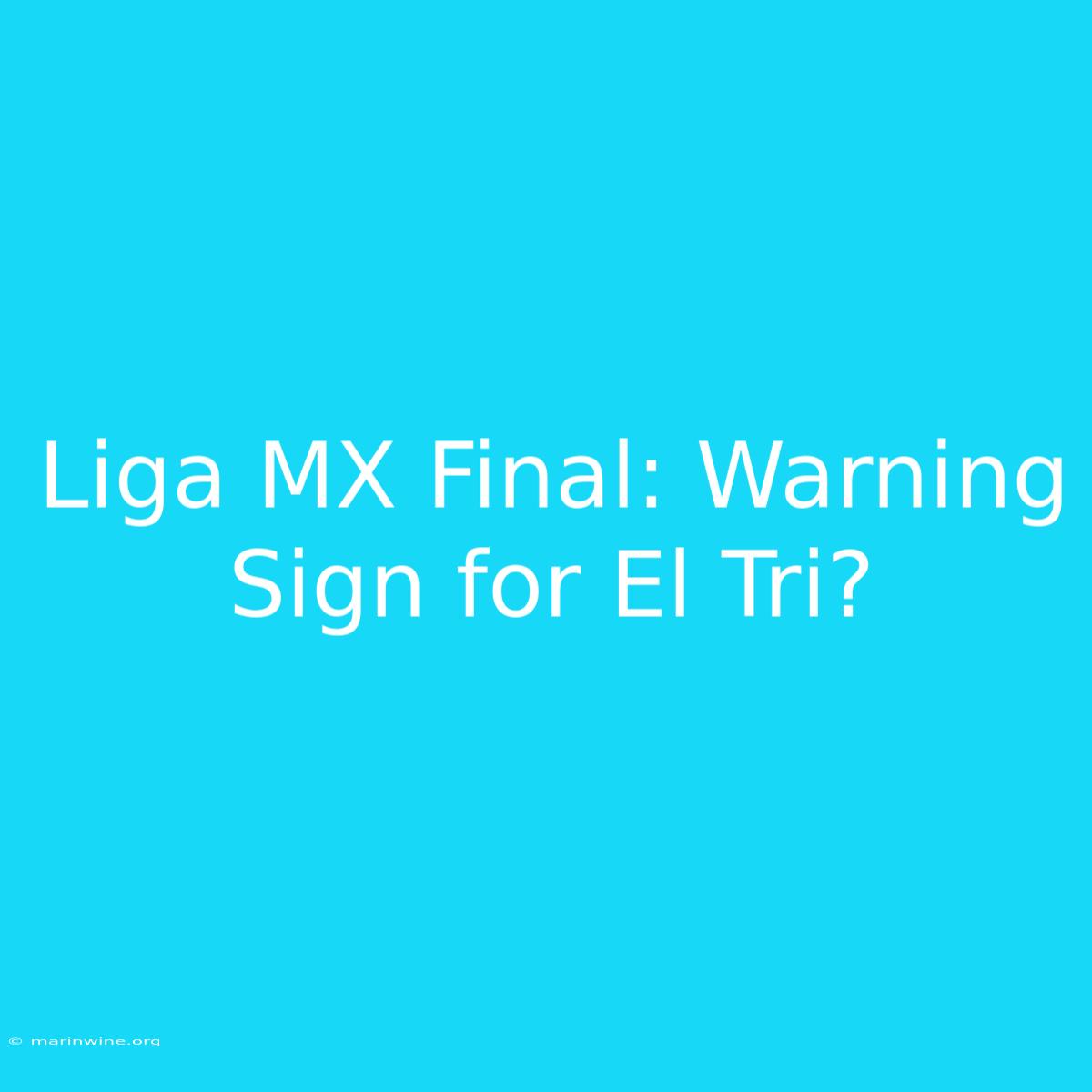 Liga MX Final: Warning Sign For El Tri?