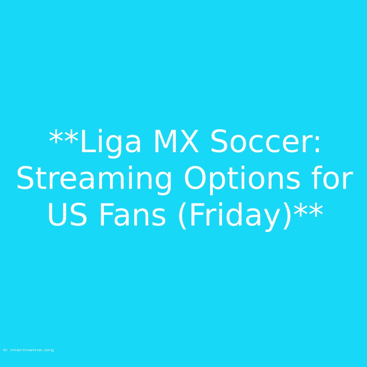 **Liga MX Soccer: Streaming Options For US Fans (Friday)**