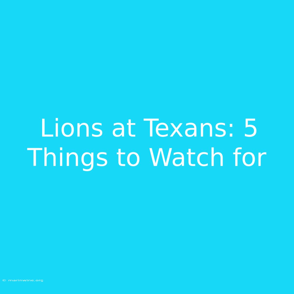 Lions At Texans: 5 Things To Watch For