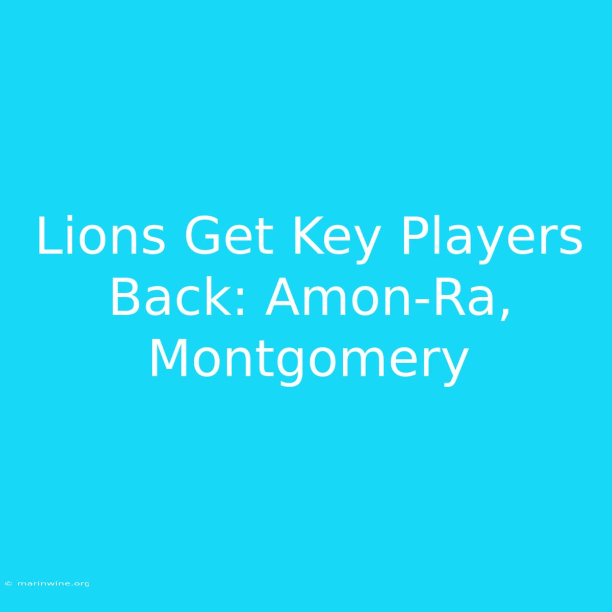 Lions Get Key Players Back: Amon-Ra, Montgomery