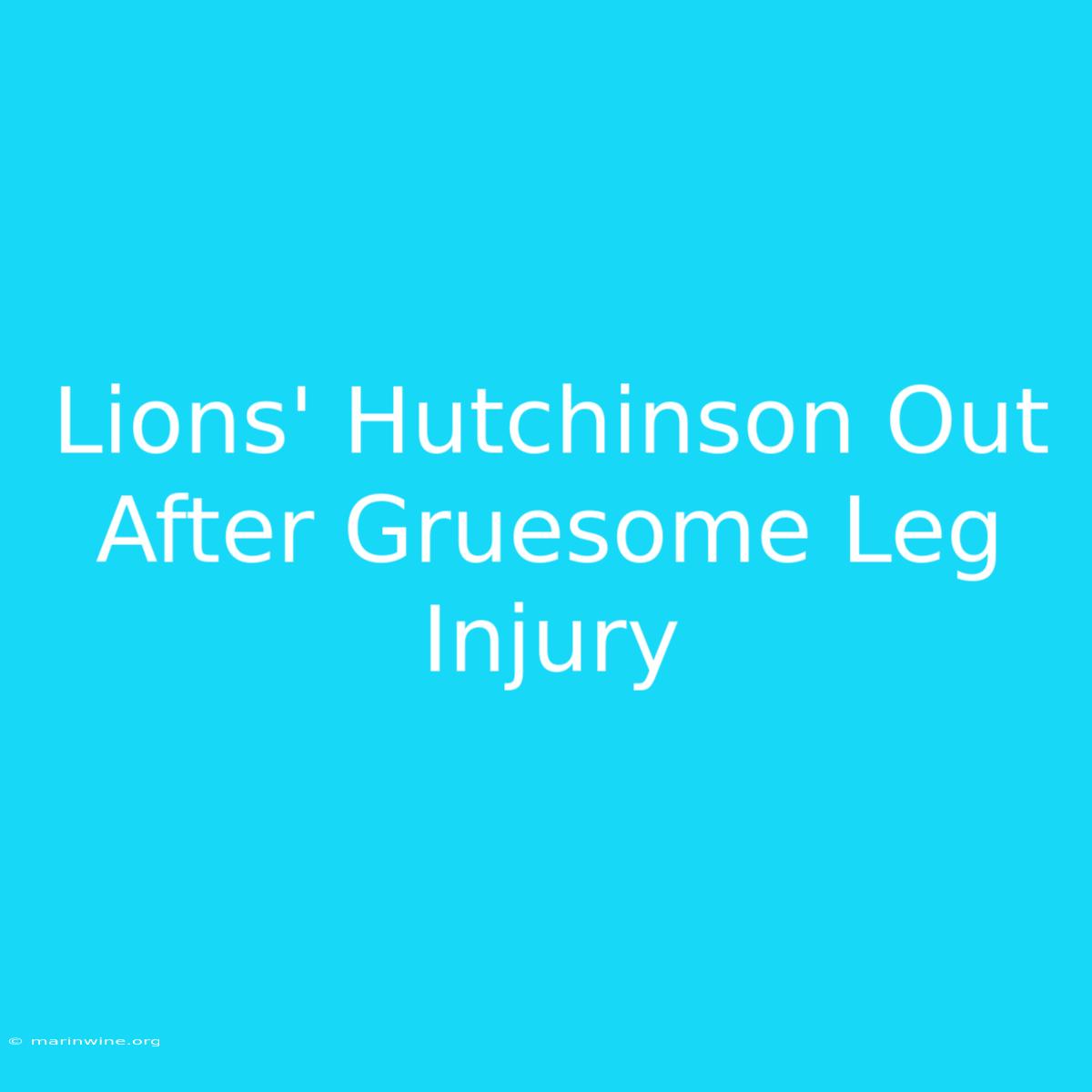 Lions' Hutchinson Out After Gruesome Leg Injury 