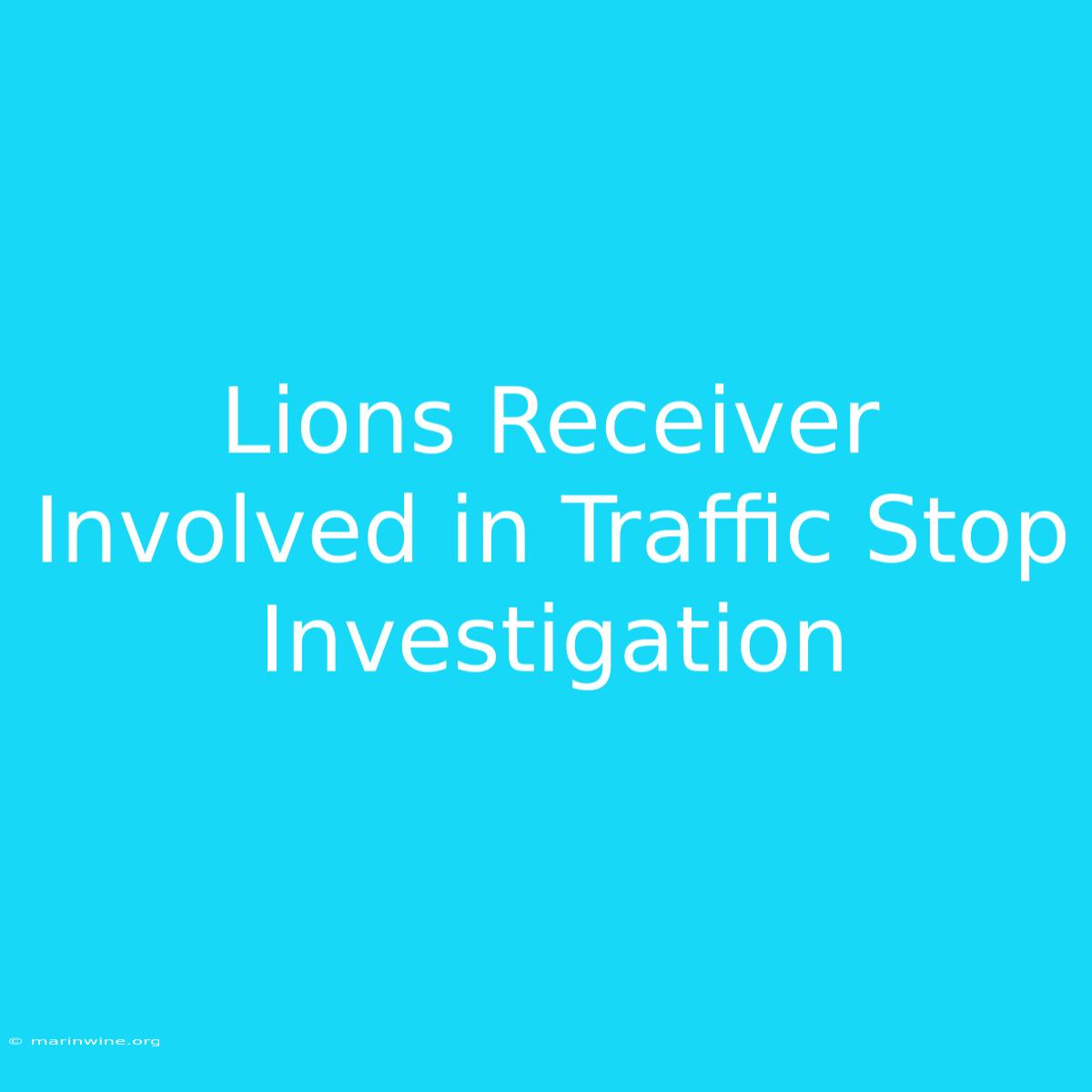 Lions Receiver Involved In Traffic Stop Investigation