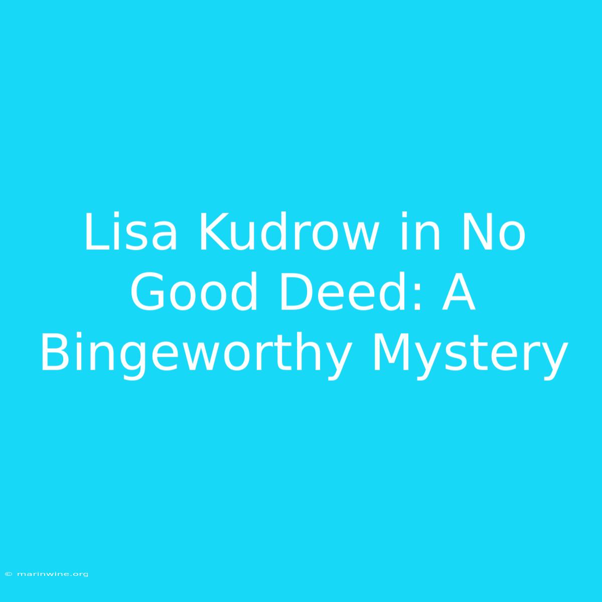 Lisa Kudrow In No Good Deed: A Bingeworthy Mystery