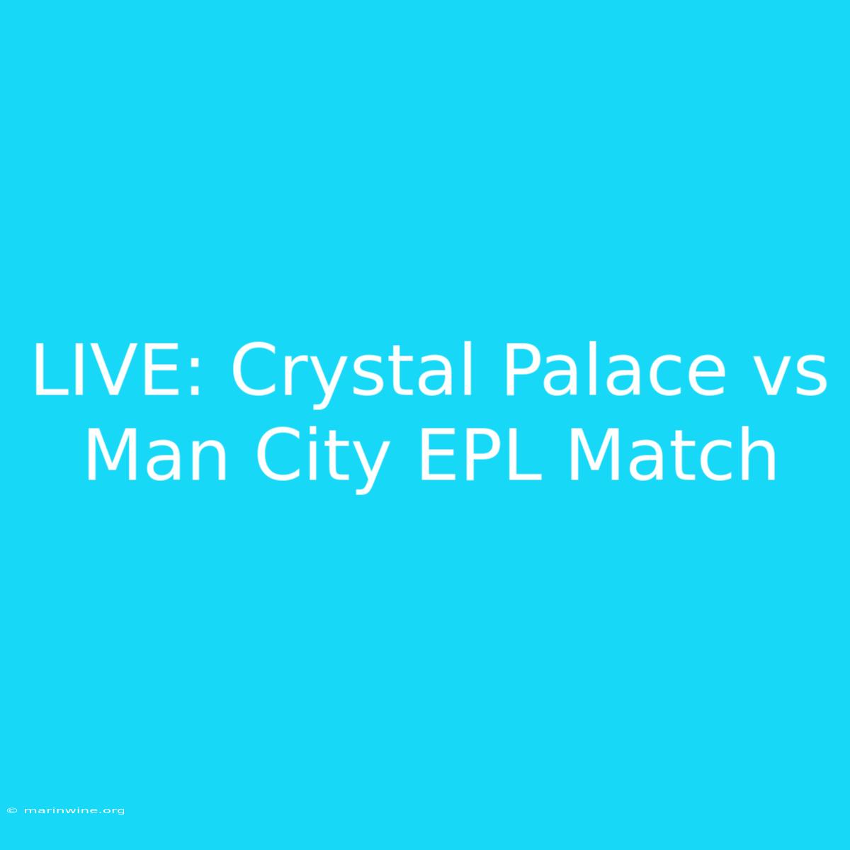 LIVE: Crystal Palace Vs Man City EPL Match