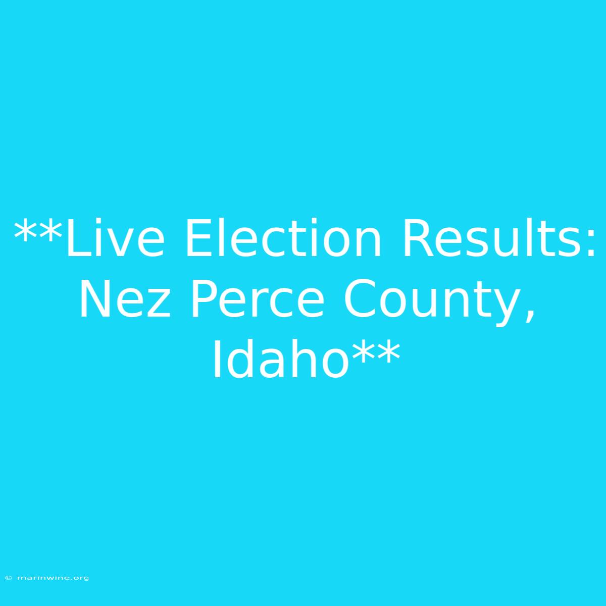 **Live Election Results: Nez Perce County, Idaho**