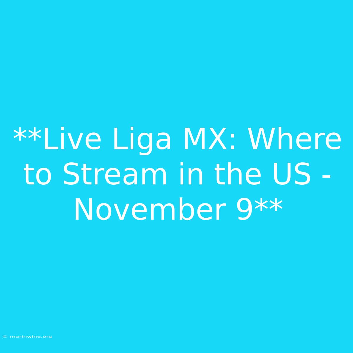 **Live Liga MX: Where To Stream In The US - November 9** 