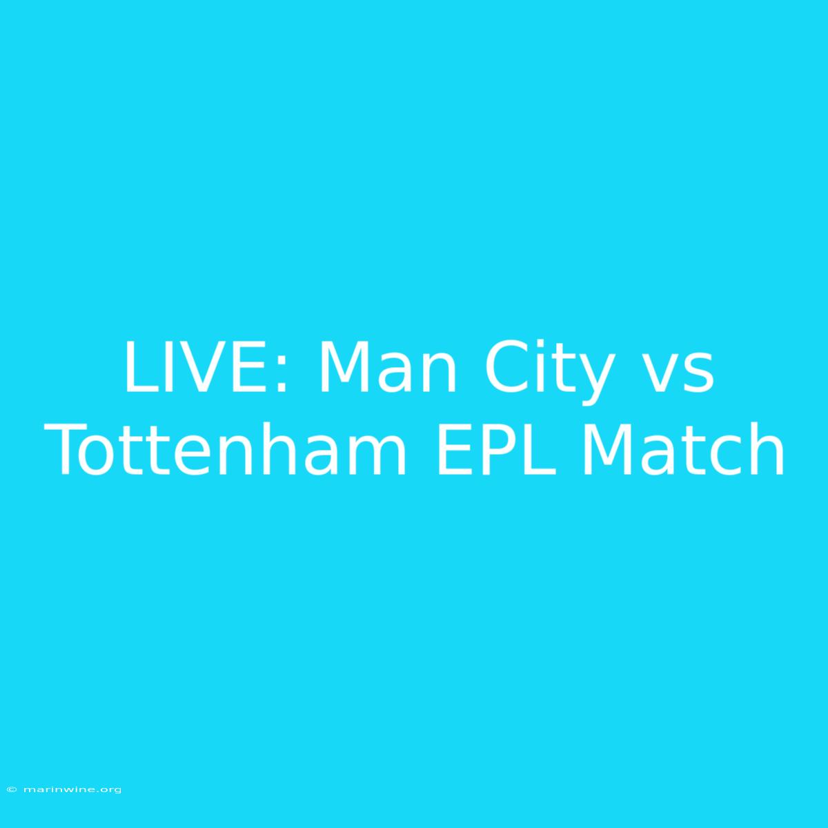 LIVE: Man City Vs Tottenham EPL Match