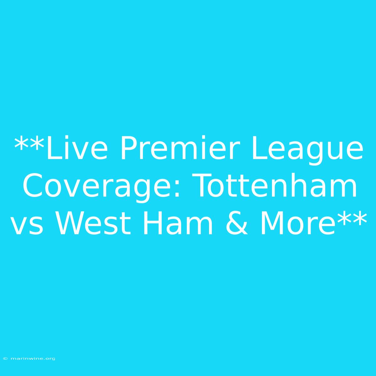 **Live Premier League Coverage: Tottenham Vs West Ham & More** 