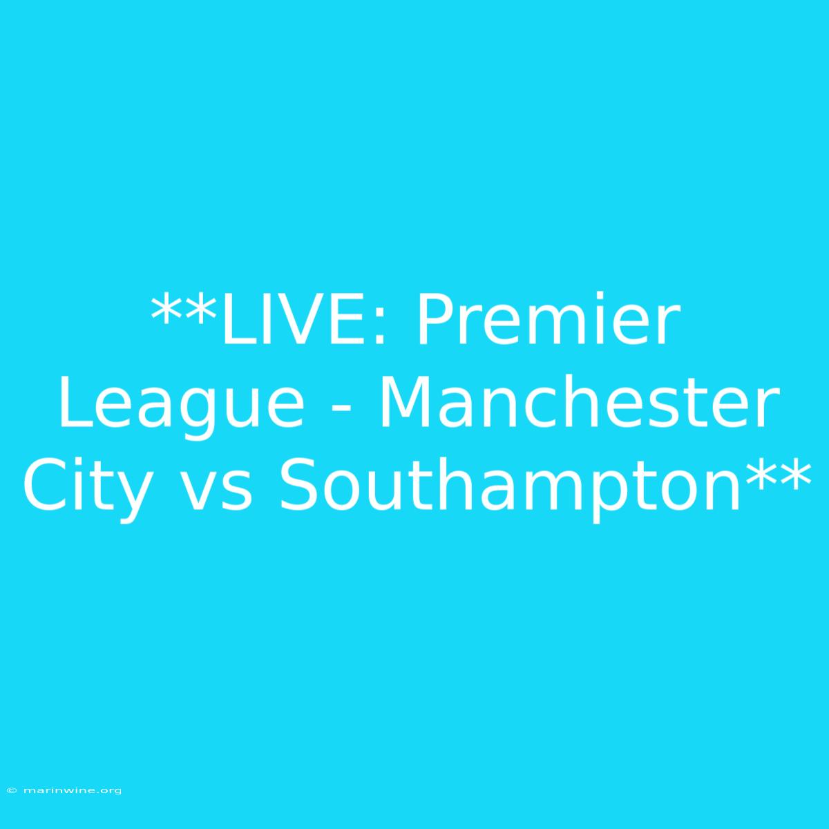 **LIVE: Premier League - Manchester City Vs Southampton**