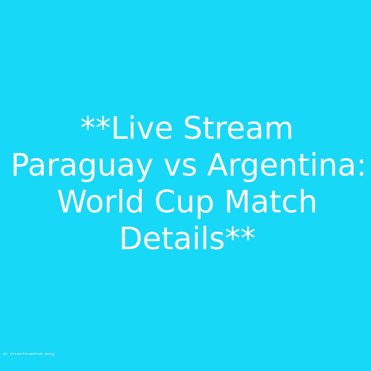 **Live Stream Paraguay Vs Argentina: World Cup Match Details** 