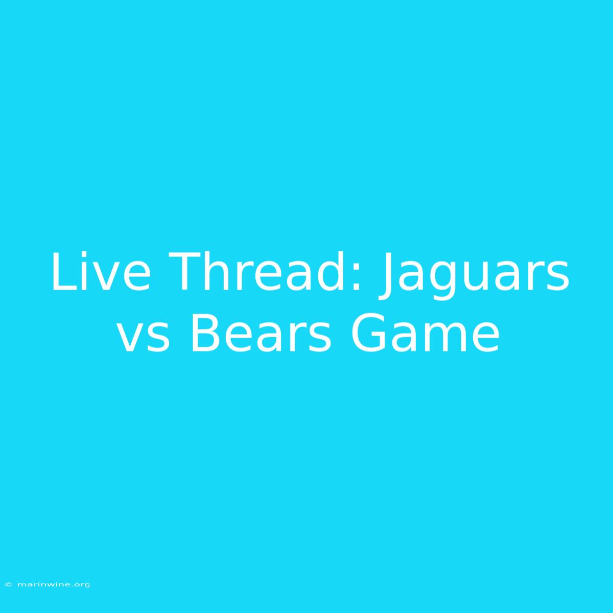 Live Thread: Jaguars Vs Bears Game