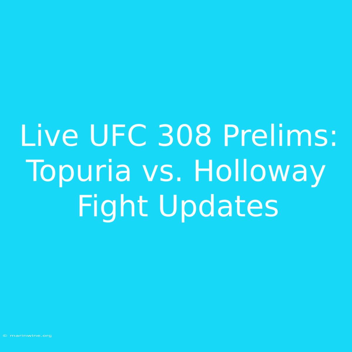 Live UFC 308 Prelims: Topuria Vs. Holloway Fight Updates 