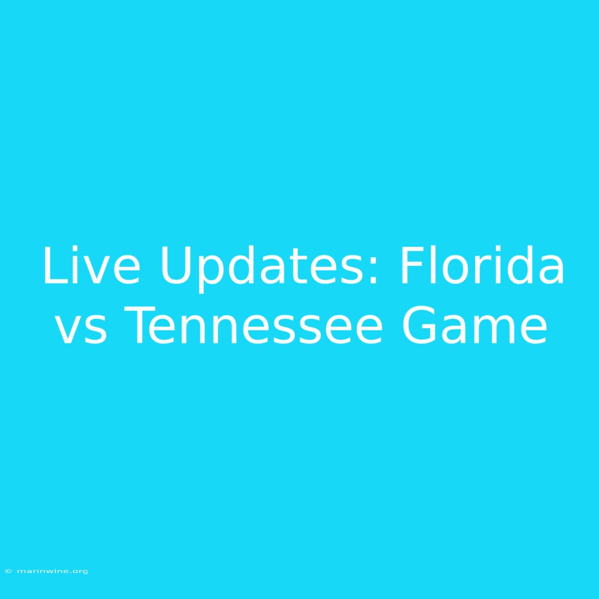 Live Updates: Florida Vs Tennessee Game 