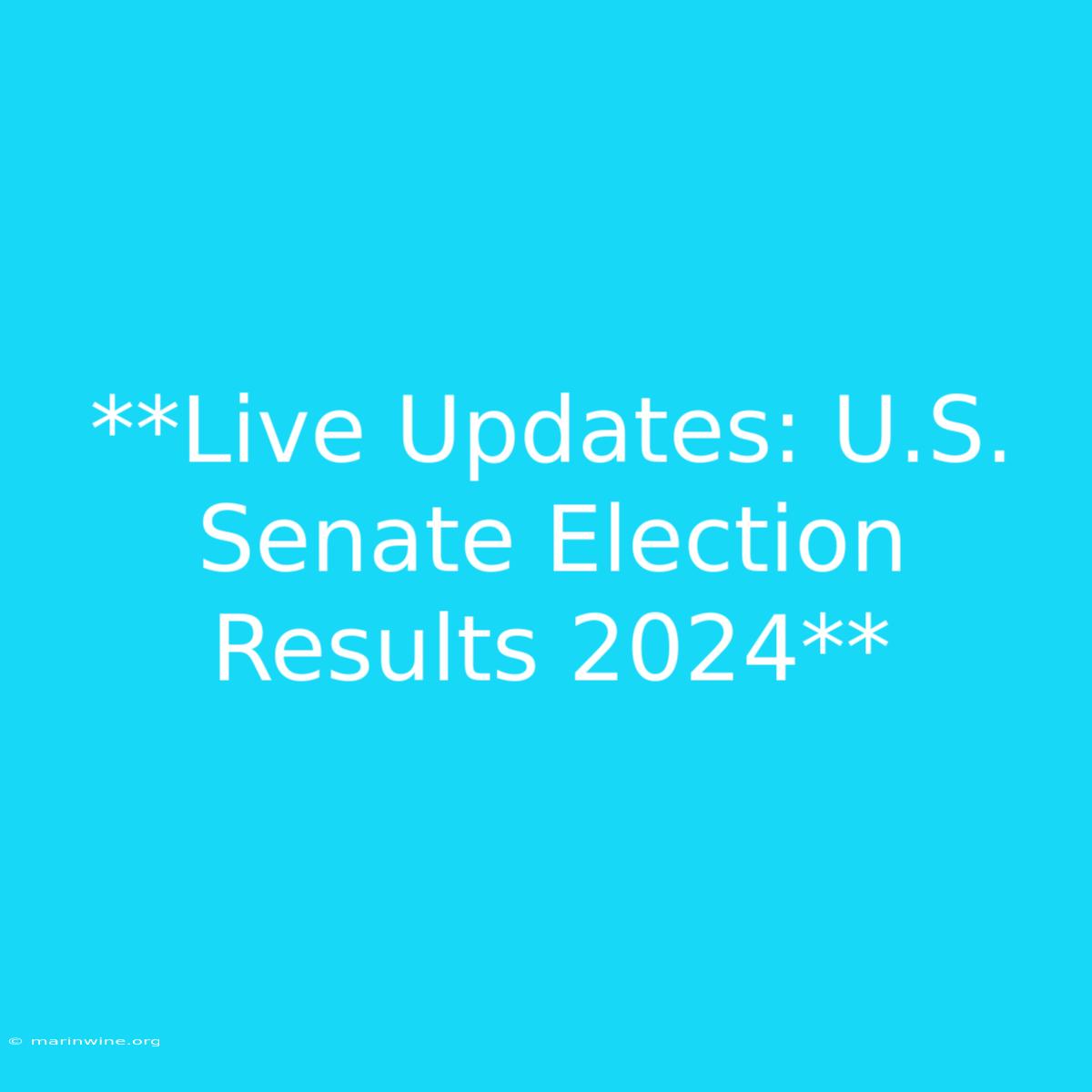 **Live Updates: U.S. Senate Election Results 2024**