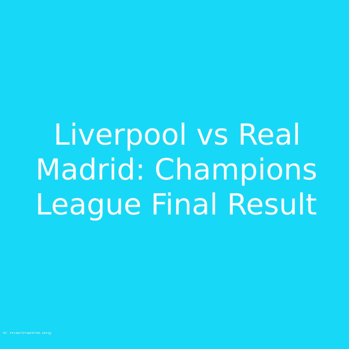 Liverpool Vs Real Madrid: Champions League Final Result