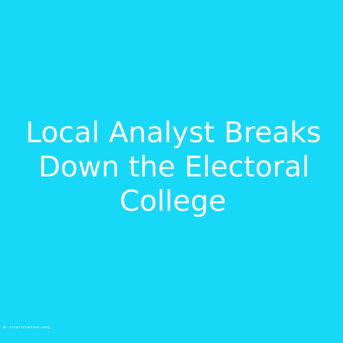 Local Analyst Breaks Down The Electoral College 