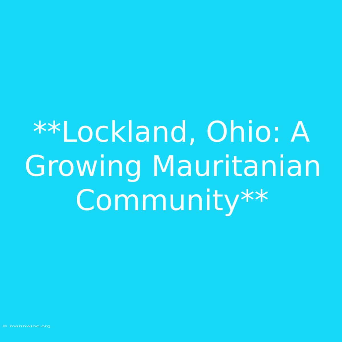 **Lockland, Ohio: A Growing Mauritanian Community**