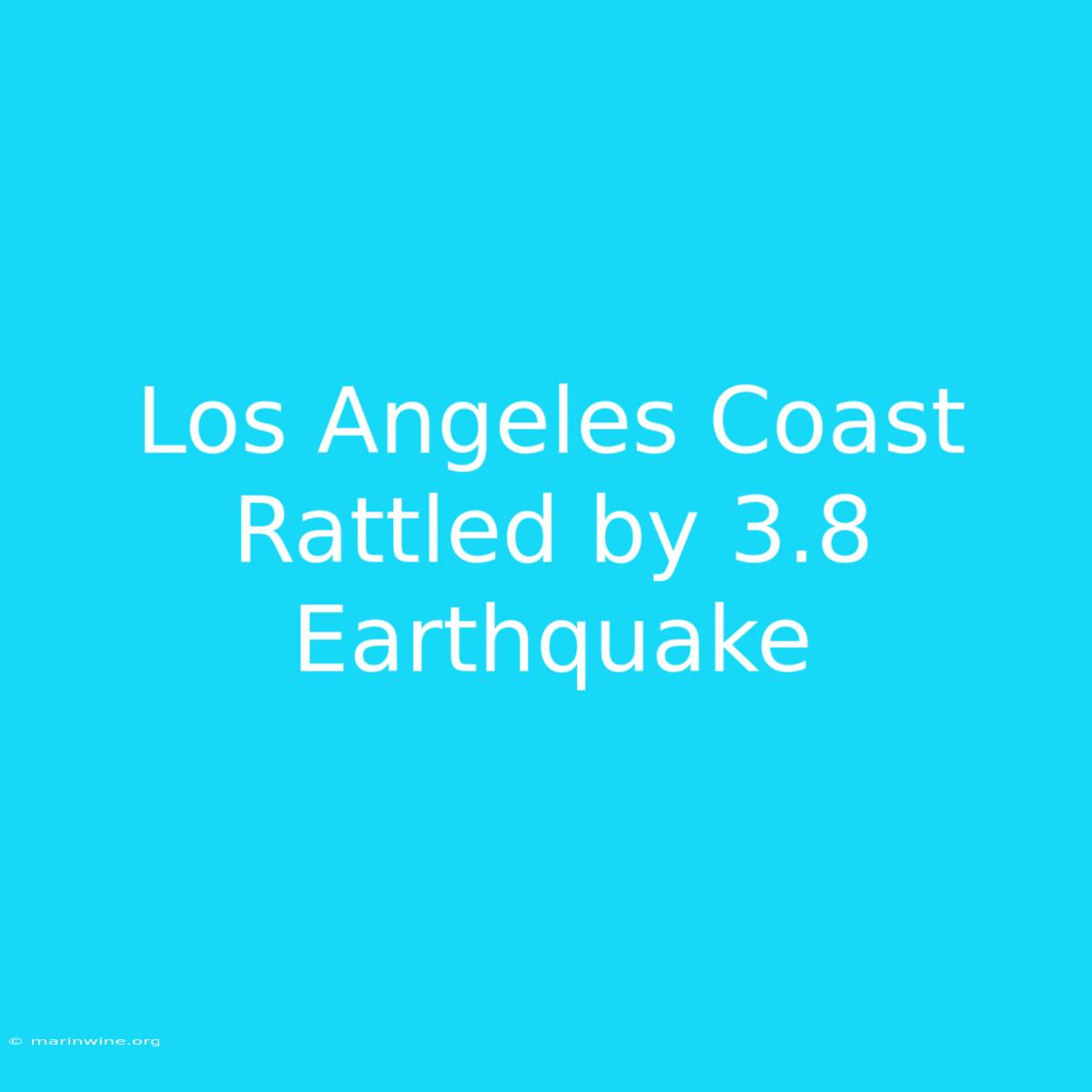 Los Angeles Coast Rattled By 3.8 Earthquake