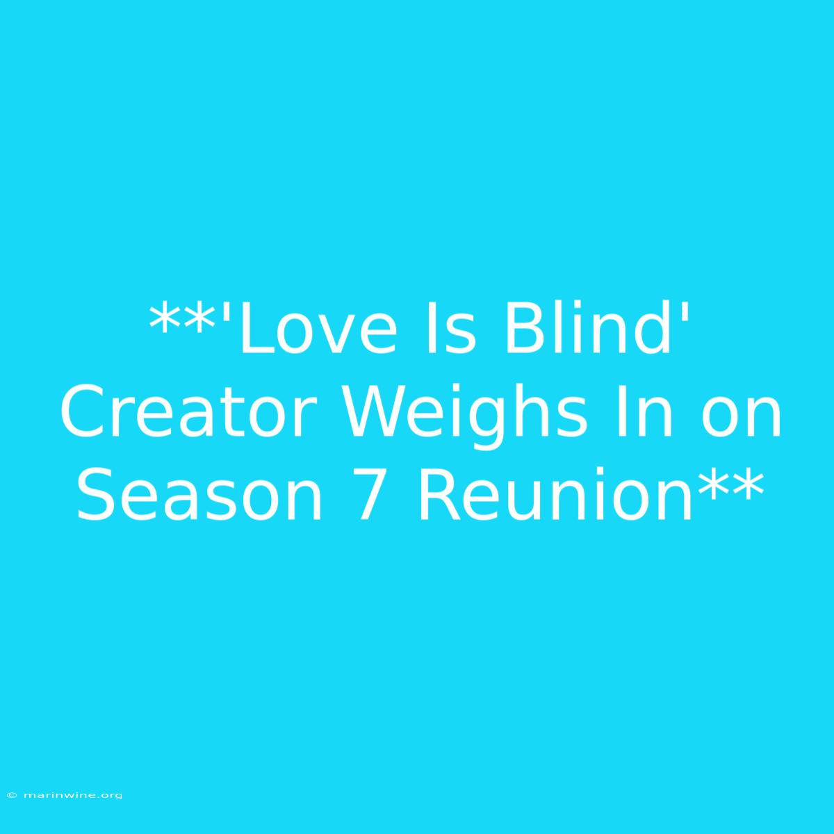 **'Love Is Blind' Creator Weighs In On Season 7 Reunion** 