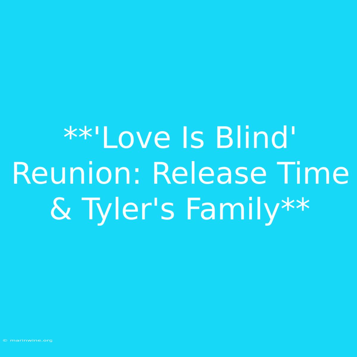 **'Love Is Blind' Reunion: Release Time & Tyler's Family**