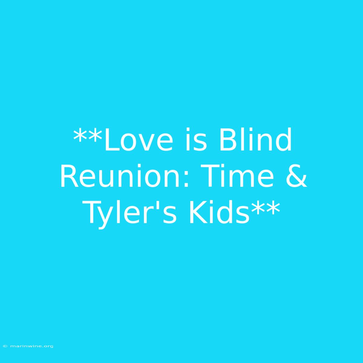 **Love Is Blind Reunion: Time & Tyler's Kids**