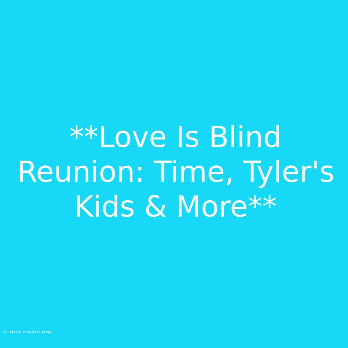 **Love Is Blind Reunion: Time, Tyler's Kids & More**