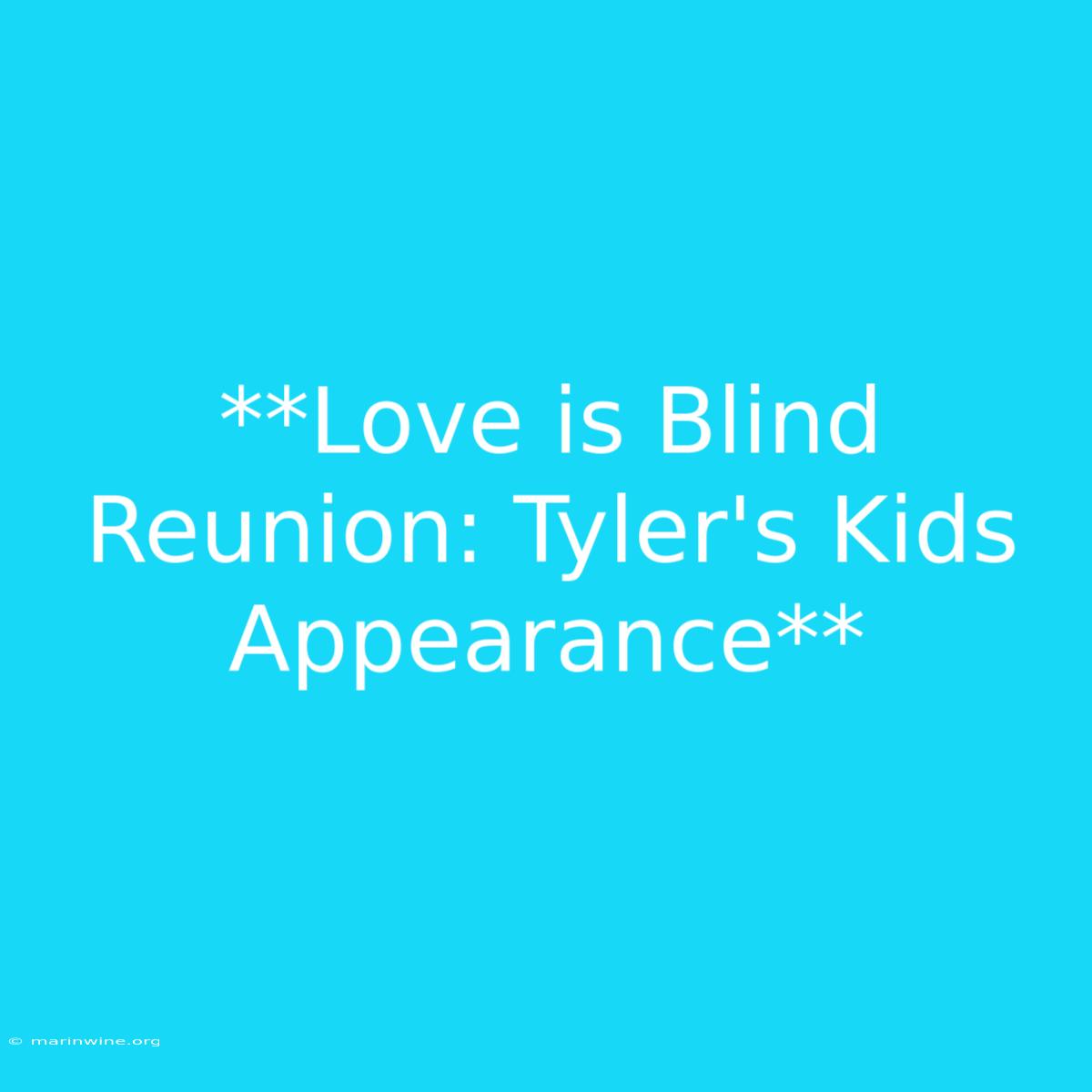 **Love Is Blind Reunion: Tyler's Kids Appearance** 