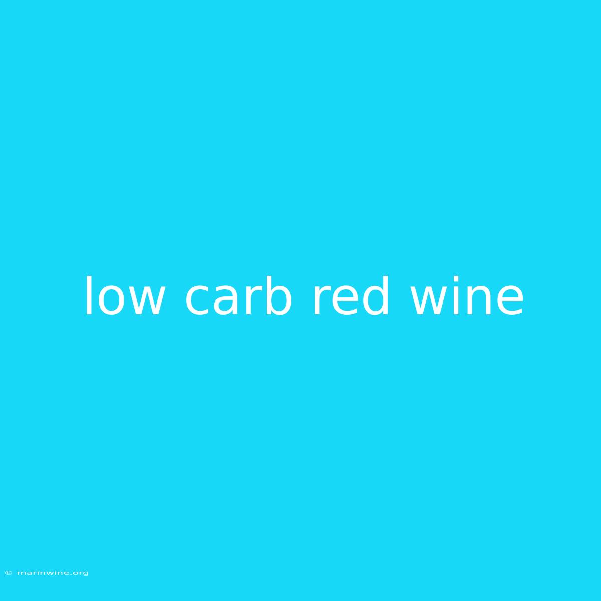 Low Carb Red Wine