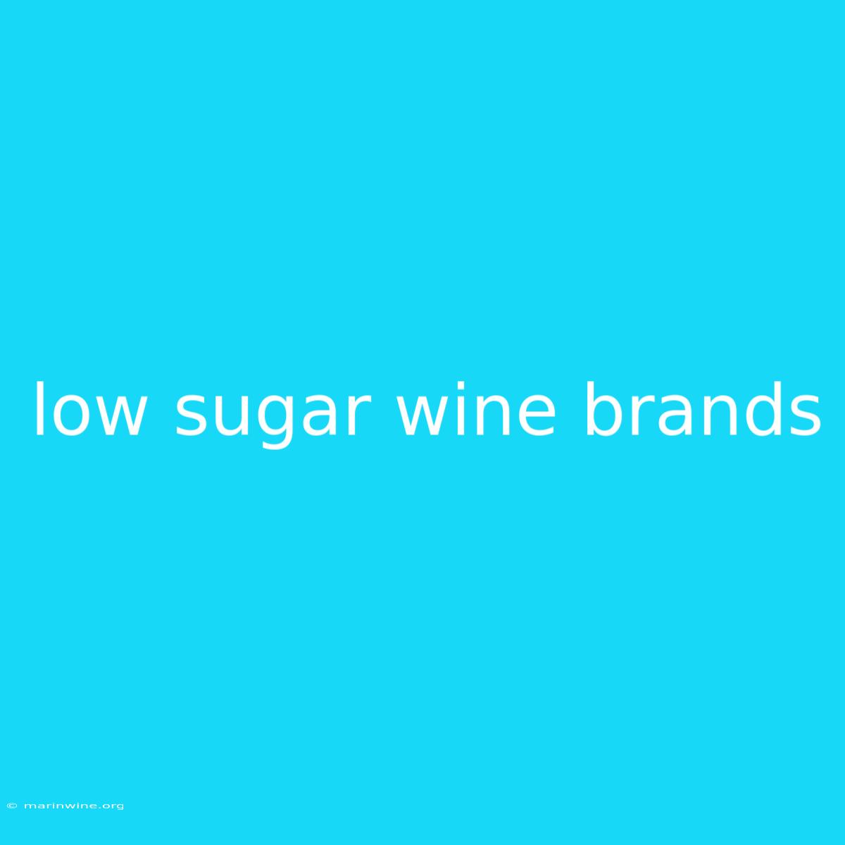 Low Sugar Wine Brands