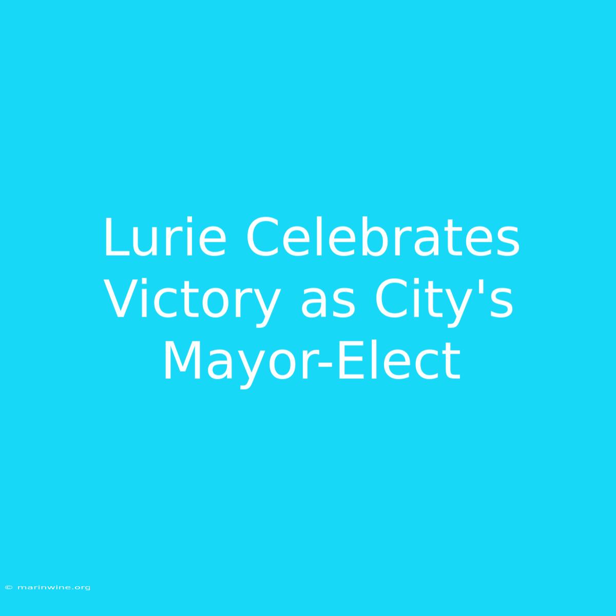 Lurie Celebrates Victory As City's Mayor-Elect