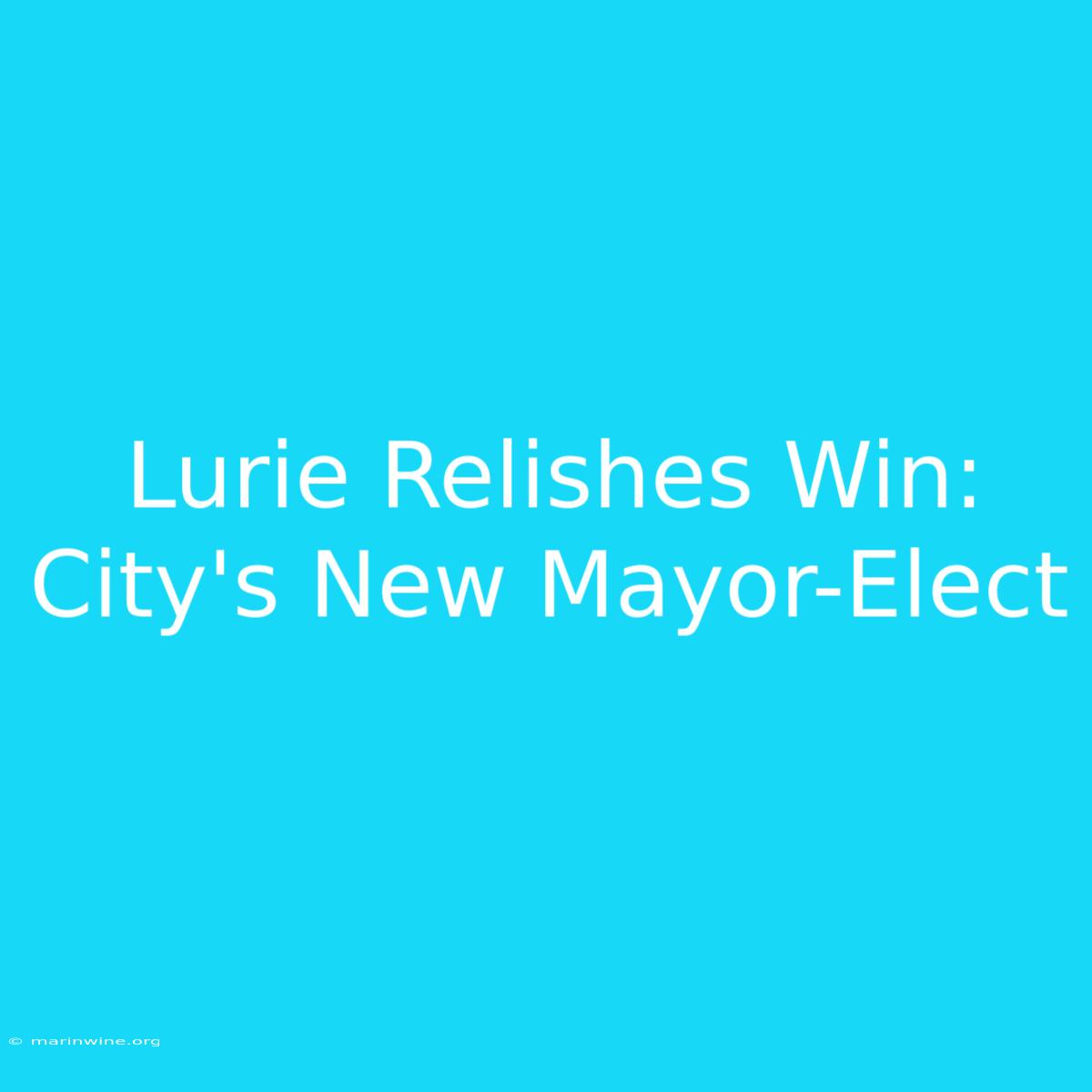 Lurie Relishes Win: City's New Mayor-Elect